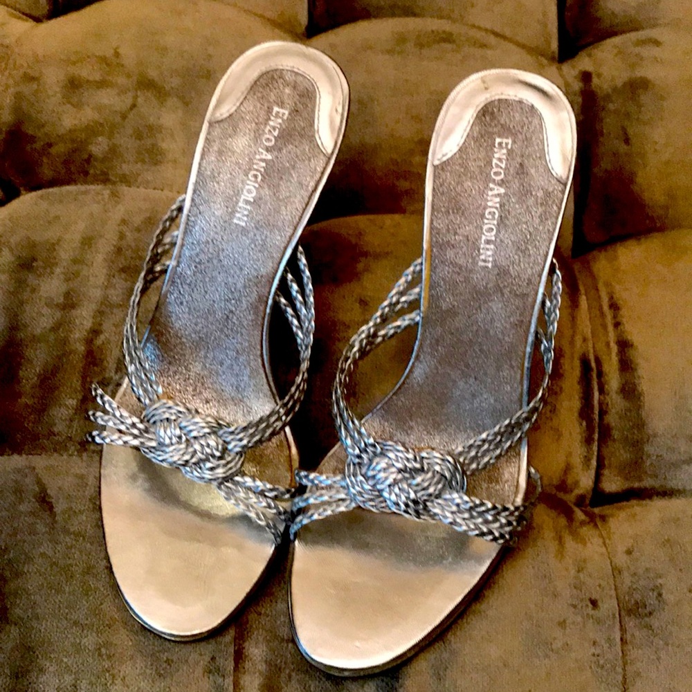 Vintage Y2K Enzo Angiolini silver high heels